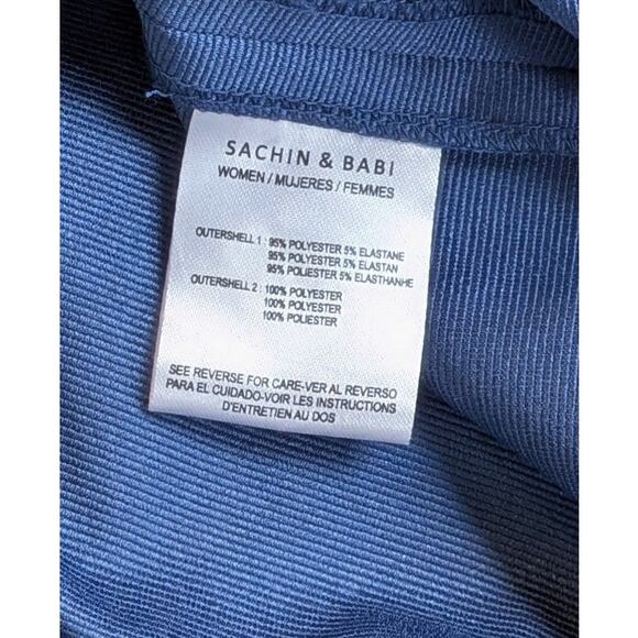 Sachin & Babi Sheath Dress Small Blue Black Colorblock Tiered Ruffled Sleeveless - Picture 11 of 12